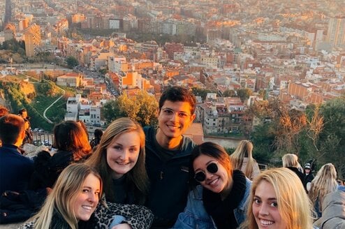 Students enjoy sunset at the Bunkers